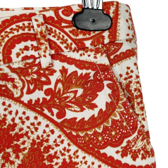 J. Crew Fit Orange Paisley Cropped Stretch Pants Size 2 - Picture 4 of 11
